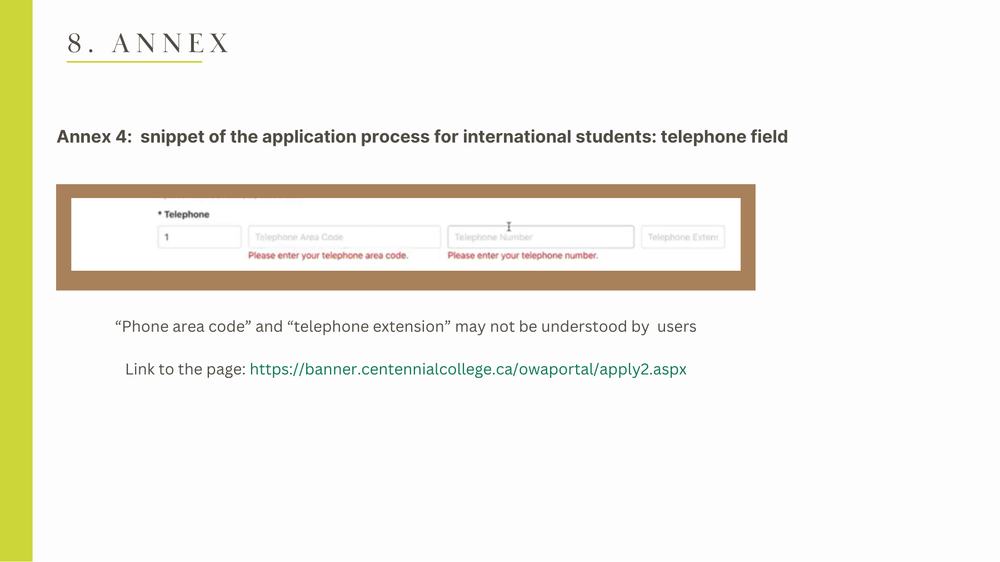 Phone field: area code and extension unclear