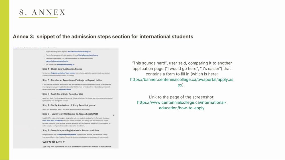 International admission steps