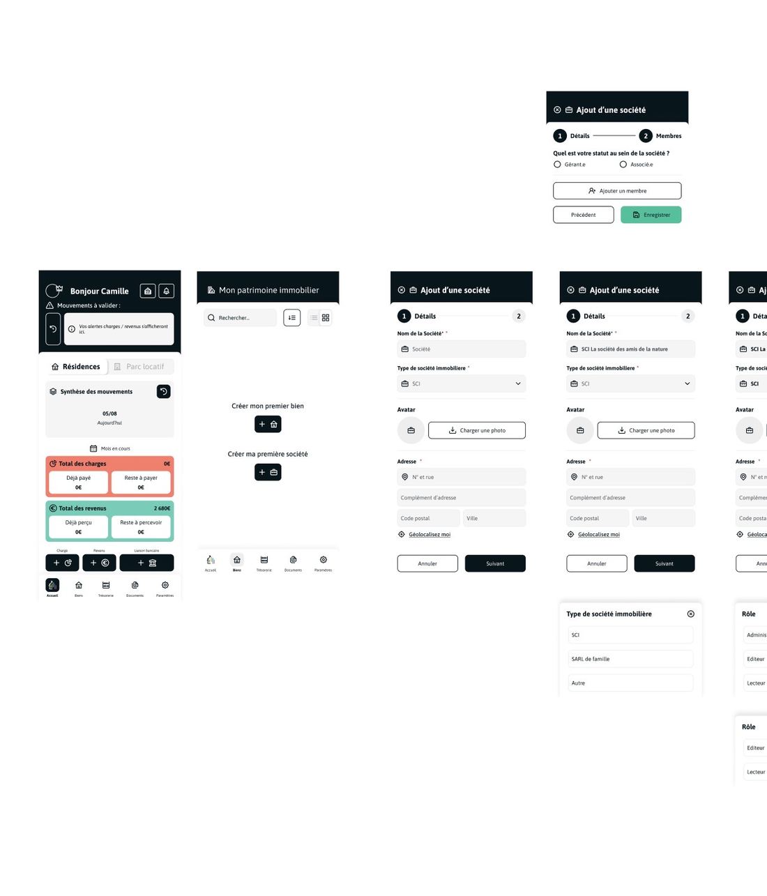 Home dashboard, property portfolio and company creation