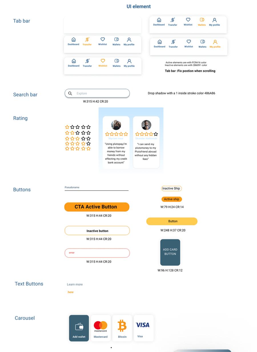 UI elements and icons